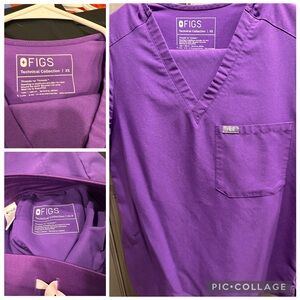 Figs Technical Collection V-Neck Scrub Top and Pants in Vibrant Purple